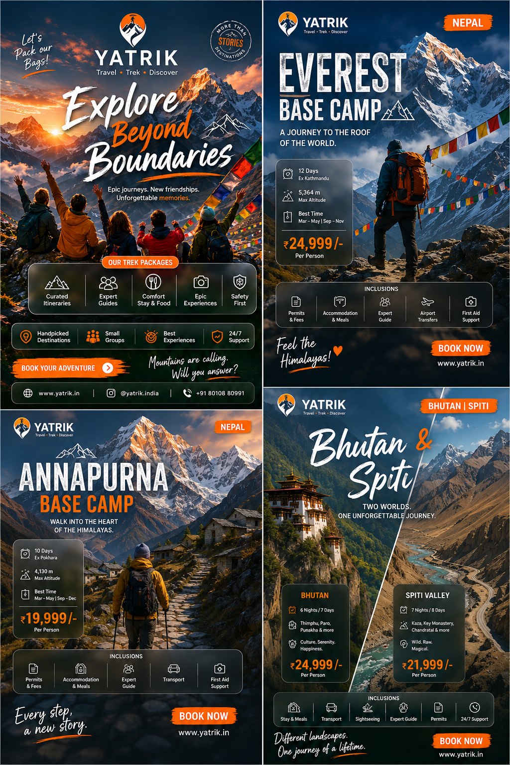 Campaign set board: Explore Beyond Boundaries, Everest, Annapurna, Bhutan & Spiti